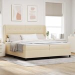 vidaXL Lit à ressorts avec matelas Crème 200 x 200 cm tissu