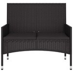 vidaXL Banc de Jardin à 2 Places avec Coussins Noir Résine Tressée