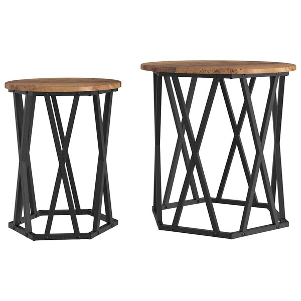 Table d'appoint vidaXL 2 pièces en bois ancien