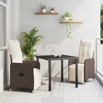 vidaXL Ensemble de salle à manger pour jardin 3 Pièces Marron Poly rotin