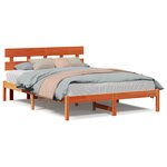 vidaXL Cadre de lit avec tête de lit marron ciré 160x200 cm bois massif pin