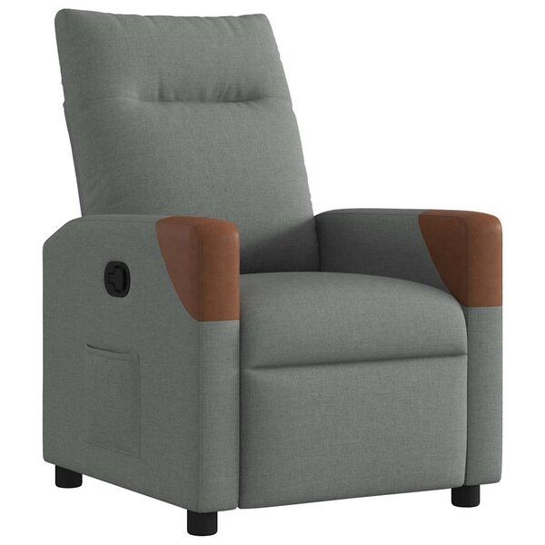 vidaXL Fauteuil inclinable en tissu gris foncé