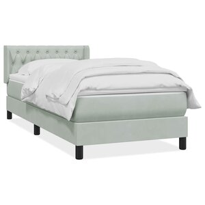 vidaXL Sommier à lattes de lit et matelas gris clair 90x210 cm velours