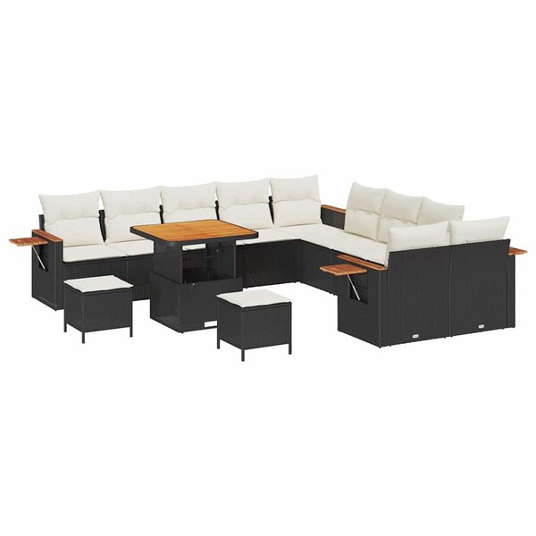 vidaXL Ensemble de canapé de jardin 13 Pièces Noir Poly rotin