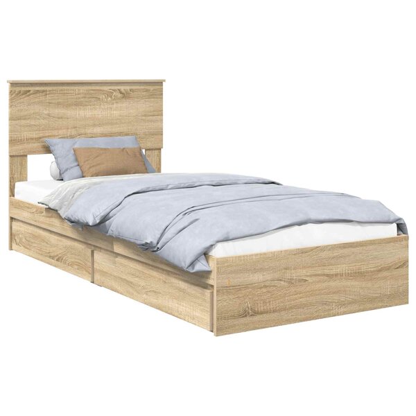 vidaXL Lit de Rangement Chêne Sonoma 90 x 190 cm Bois d'ingénierie