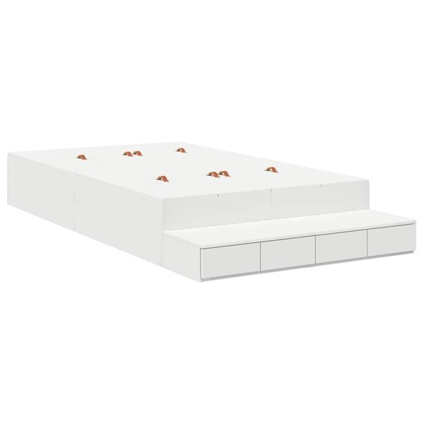 vidaXL Cadre de lit avec rangement Blanc 120 cm Bois d'ingénierie