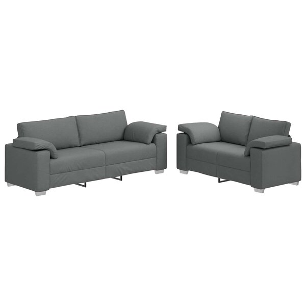 vidaXL Canapé 2 Pièces Gris foncé 219 x 80 x 82 cm tissu