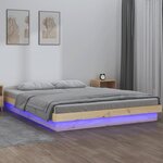 vidaXL Cadre de lit à LED 140x190 cm bois massif