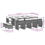 vidaXL Ensemble à manger de jardin coussins 13 Pièces mélange beige rotin