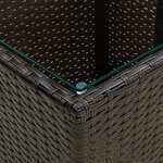 vidaXL Table à thé Marron 41 5x41 5x44 cm Résine tressée verre trempé