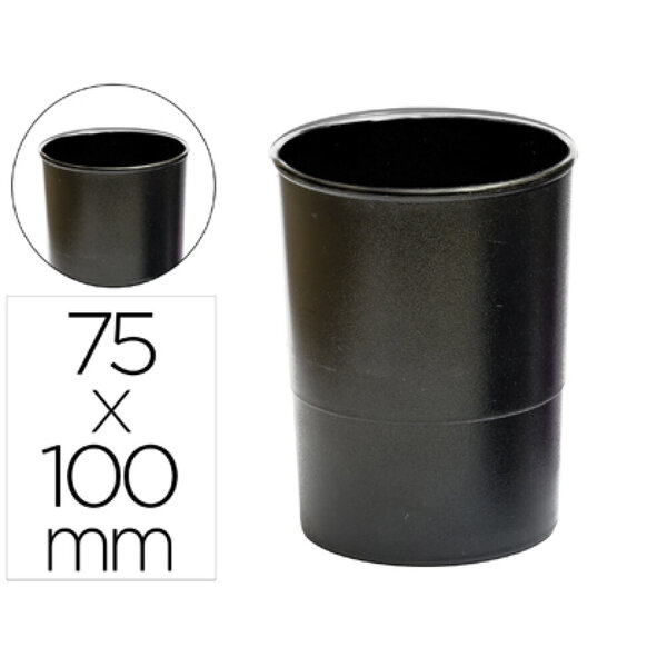 Pot a crayons q-connect plastique hauteur 100mm diamètre 75mm coloris noir opaque