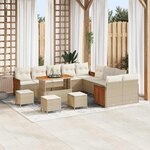 vidaXL Ensemble de canapé de jardin avec coussin 14 Pièces beige et crème