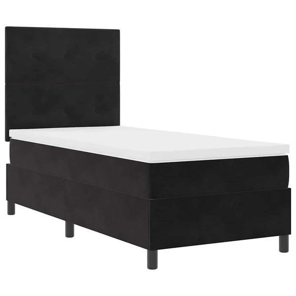 Lit Box Spring vidaXL avec Matelas Noir 80x200 cm Velours