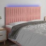 vidaXL Tête de lit à LED Rose 160x5x118/128 cm Velours