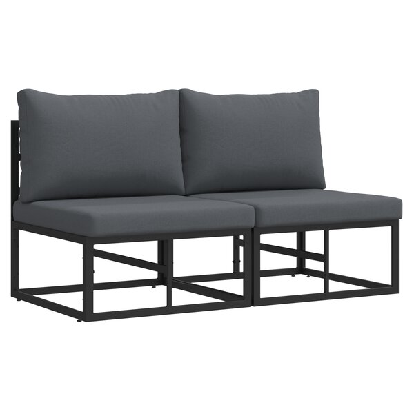 vidaXL Mobilier de jardin avec coussin 2 Pièces Noir Aluminium