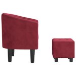 vidaXL Fauteuil avec repose-pied rouge bordeaux velours