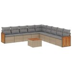 vidaXL Salon de jardin avec coussins 10 Pièces beige résine tressée