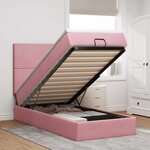 vidaXL Cadre de lit ottoman avec matelas rose 100x200 cm velours