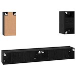 vidaXL Meuble TV mural 6 Pièces Chêne noir Bois d'ingénierie