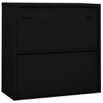 Armoire de bureau avec porte coulissante 90 x 40 x 90 cm robuste et sécurisée design moderne en acier noir 02_0046812