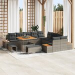 Ensemble de 13 Pièces Sofa de Jardin avec Coussins Gris Poly Rattan Acacia