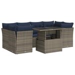 vidaXL Salon de jardin avec coussins 7 Pièces gris résine tressée acacia