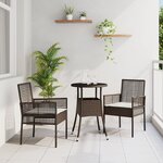vidaXL Ensemble de Salle à Manger de Jardin 3 Pièces Marron Poly Rattan