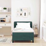 vidaXL Lit à ressorts avec tête de lit Vert foncé 90 x 200 cm Velours
