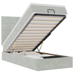 vidaXL Cadre de lit ottoman et matelas gris clair 90x190 cm velours