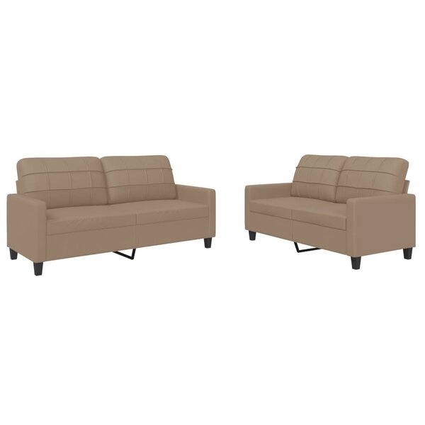 vidaXL Ensemble de canapés 2 Pièces avec coussins Cappuccino Similicuir