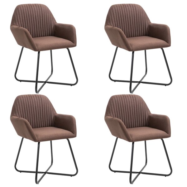 vidaXL Chaises à manger lot de 4 marron tissu