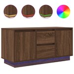vidaXL Meuble TV avec lumières LED chêne marron 100x41x50 cm
