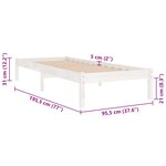 vidaXL Cadre de lit sans matelas blanc bois massif
