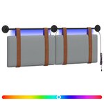 vidaXL Tête de lit suspendue Avec lumière LED Gris clair PU antique
