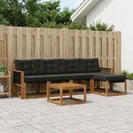 vidaXL Ensemble de canapés d'extérieur 6 pc Naturel et noir