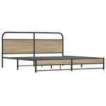 vidaXL Cadre de lit en métal sans matelas chêne fumé 183x213 cm