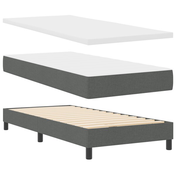 vidaXL Lit box spring avec matelas gris foncé  100x200 cm en tissu