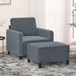 vidaXL Fauteuil avec repose-pied Gris foncé 60 cm Velours