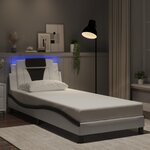 vidaXL Cadre de lit avec LED sans matelas blanc et noir 80x200 cm