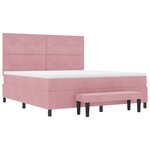vidaXL Lit à Ressorts avec Matelas & Banc Rose 180x200 cm Velours