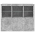 vidaXL Buffets avec lumières LED 3 Pièces gris béton bois d'ingénierie