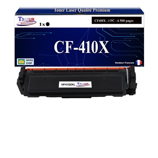 T3AZUR -Toner compatible avec CF410X (410X) pour HP Color LaserJet Pro MFP M377dw M477fdn M477fdw M477fnw - Noir