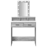 vidaXL Table de Toilette Gris 79 x 41 x 140 cm Bois d'ingénierie