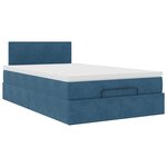 vidaXL Cadre de lit ottoman avec matelas bleu foncé 120x200 cm velours