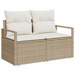 vidaXL Ensemble de canapé de jardin 7 Pièces Beige polyrotin