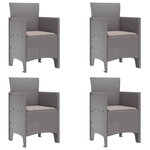 vidaXL Chaise de jardin 4 Pièces Gris clair 53 x 49 x 85 cm PP