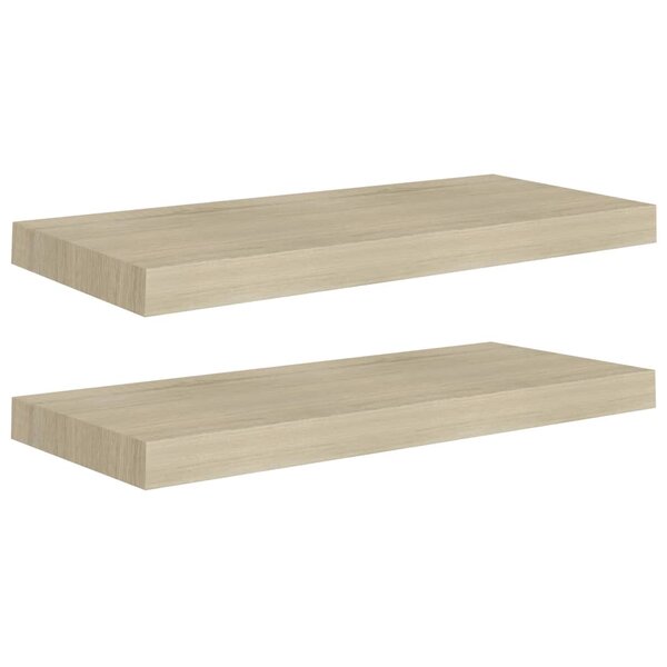 vidaXL Étagères murales flottantes 2 Pièces chêne 60x23 5x3 8 cm MDF