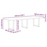 vidaXL Table à manger avec bord naturel 320x100x74cm bois massif chêne