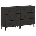 vidaXL Armoires latérales 2Pièces noir 60x33x75cm bois massif de manguier