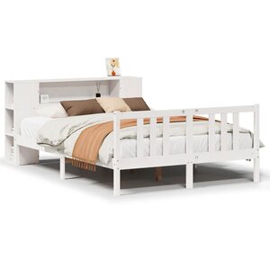 vidaXL Lit bibliothèque sans matelas blanc 140x200 cm bois pin massif